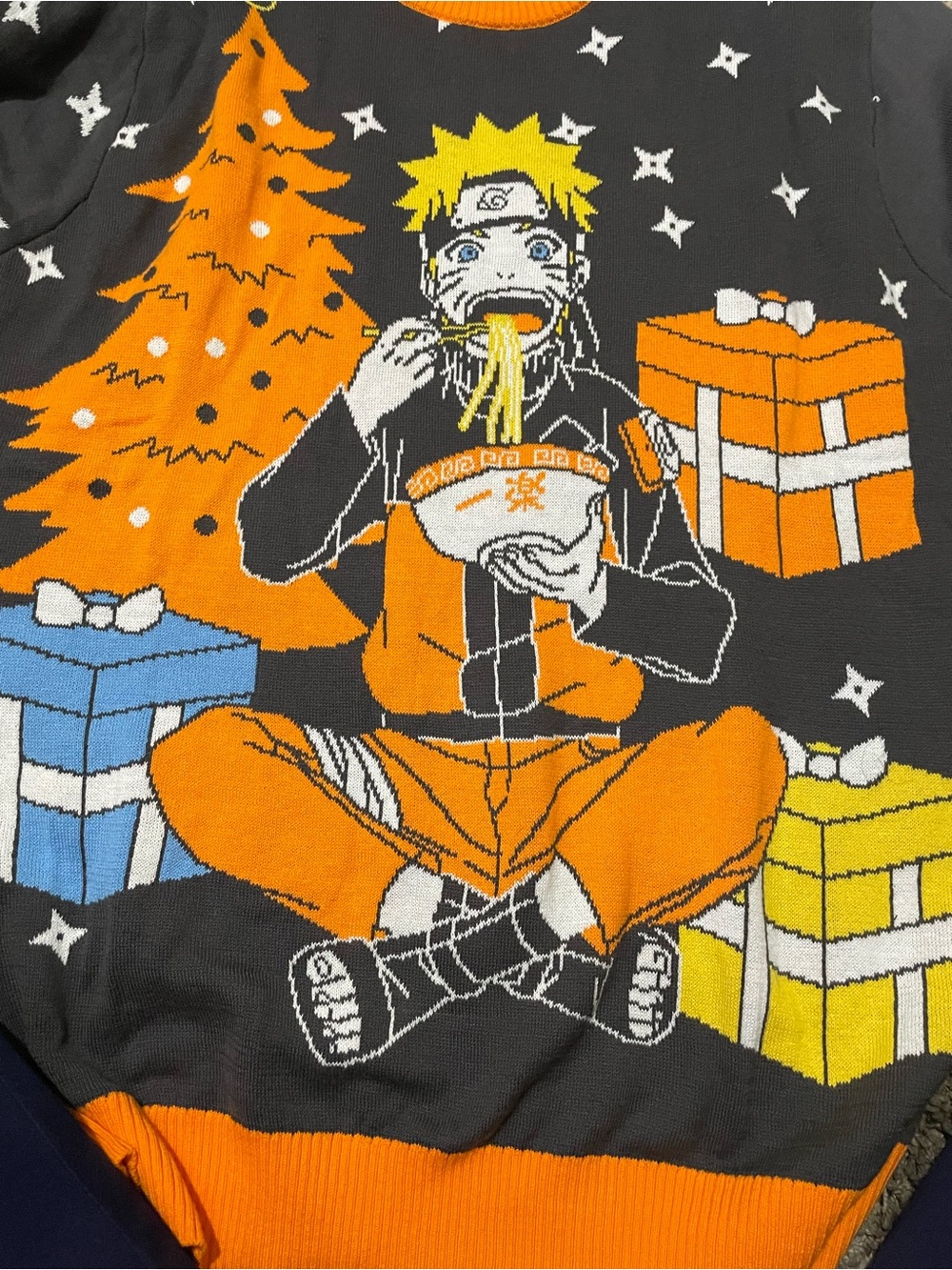 Naruto Knit Holiday Sweater in Orange & Black